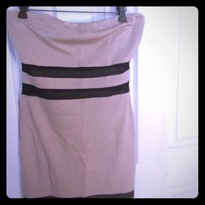 Amika Beige & Black Strapless Dress